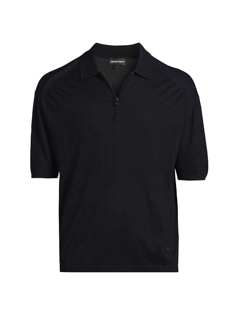 Mens Wool-Blend Quarter-Zip Knit Polo Shirt Product Image