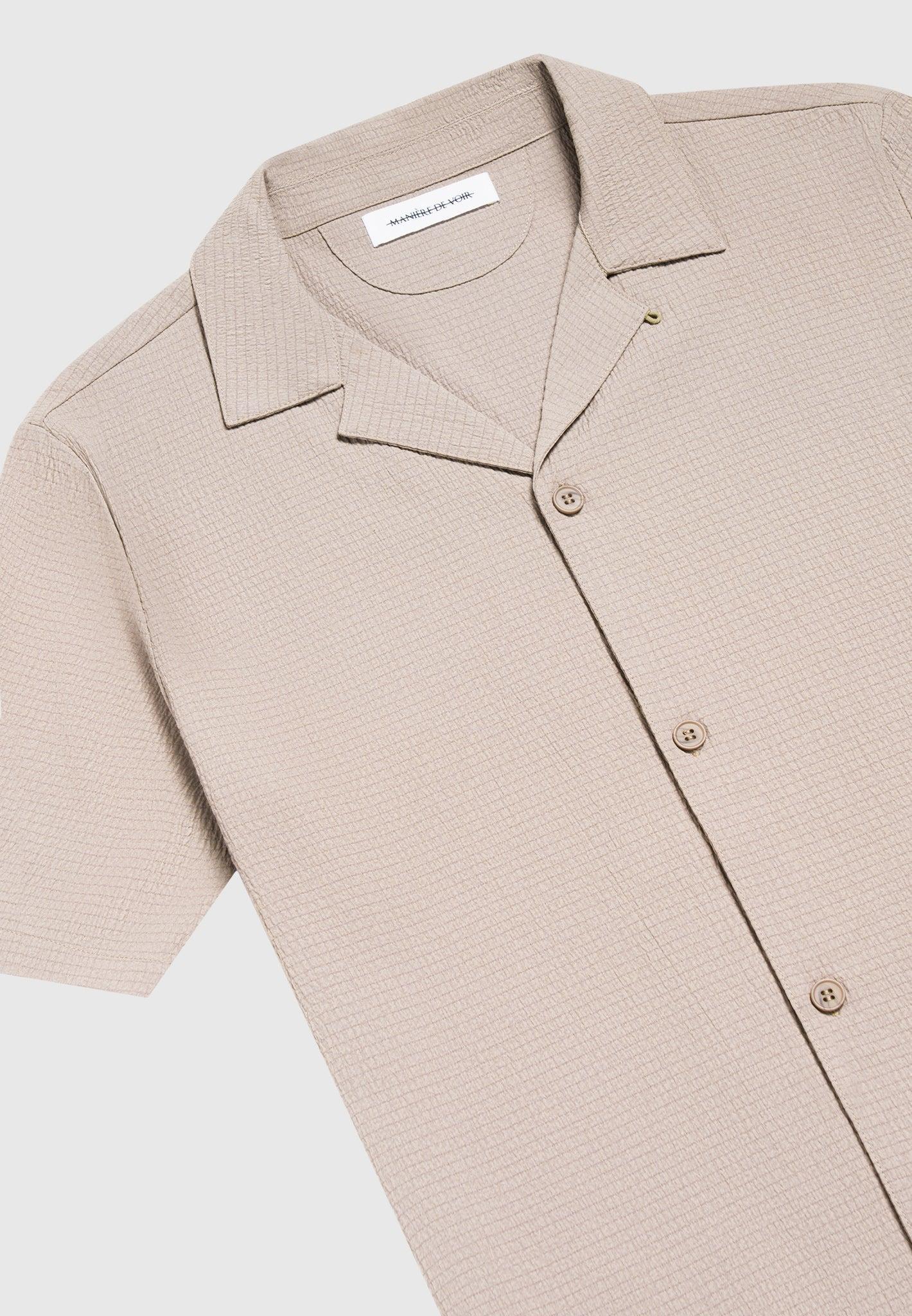 Seersucker Revere Shirt - Taupe Male Product Image