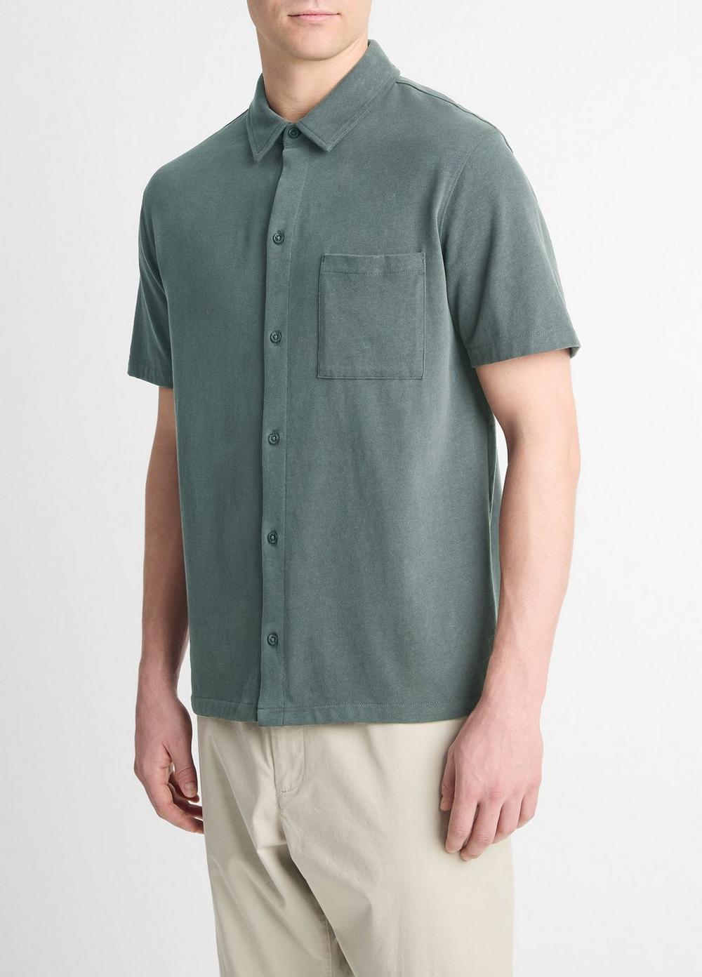 Sueded Cotton Jersey Button-Front Shirt Product Image