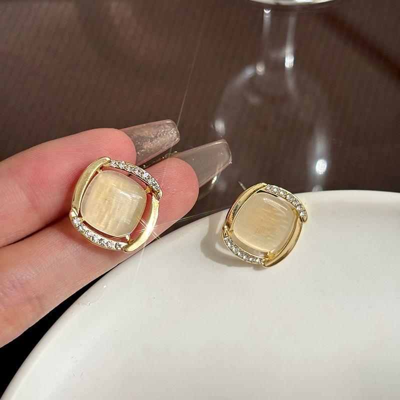 Square Rhinestone Alloy Earring Product Image