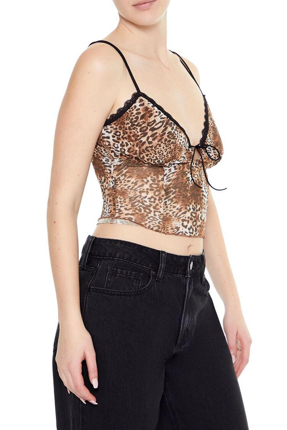 Mesh Leopard Print Cropped Cami | Forever 21 Product Image