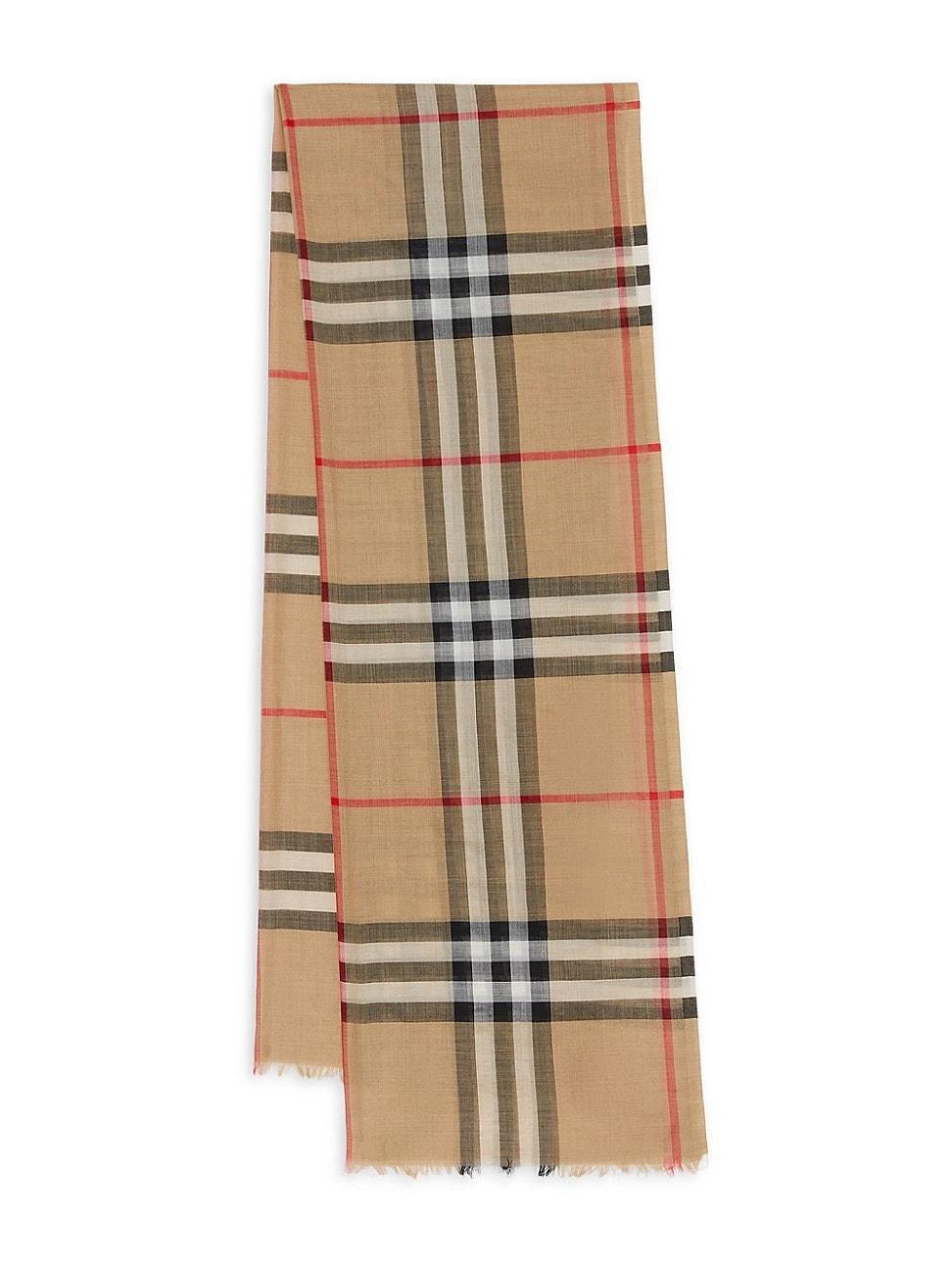 Womens Check Wool-Silk Scarf Product Image