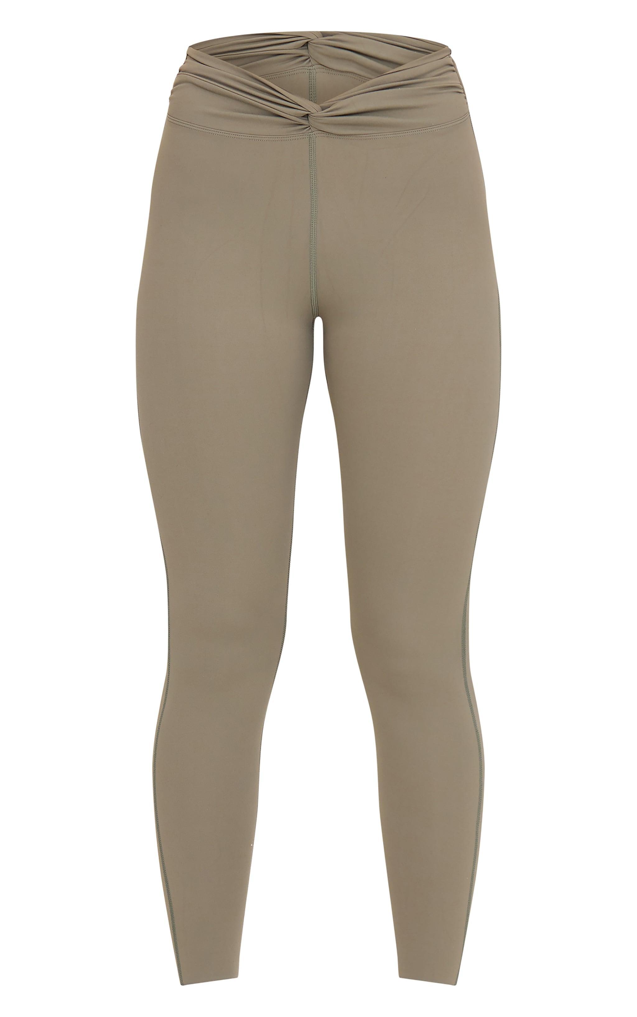 Olive Sculpt Twist Front Gym Leggings Product Image