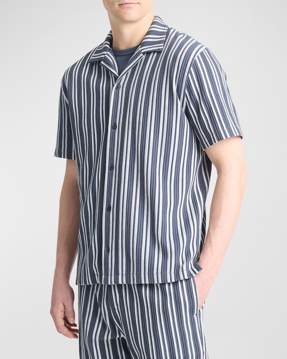 Mens Jacquard Stripe Camp Shirt Product Image