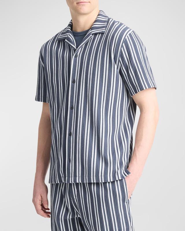 Mens Jacquard Stripe Camp Shirt Product Image