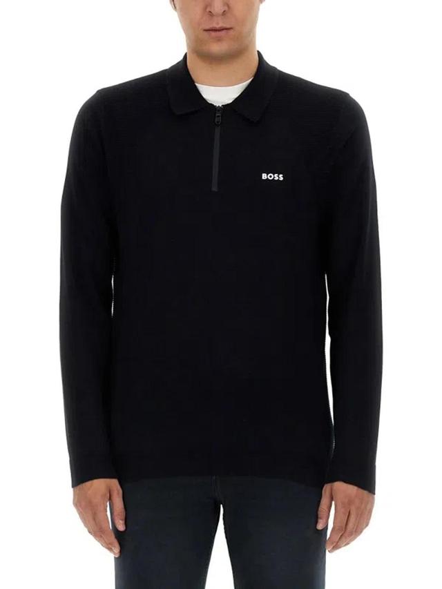 HUGO BOSS Boss Sweatshirt With Logo In Blue Product Image