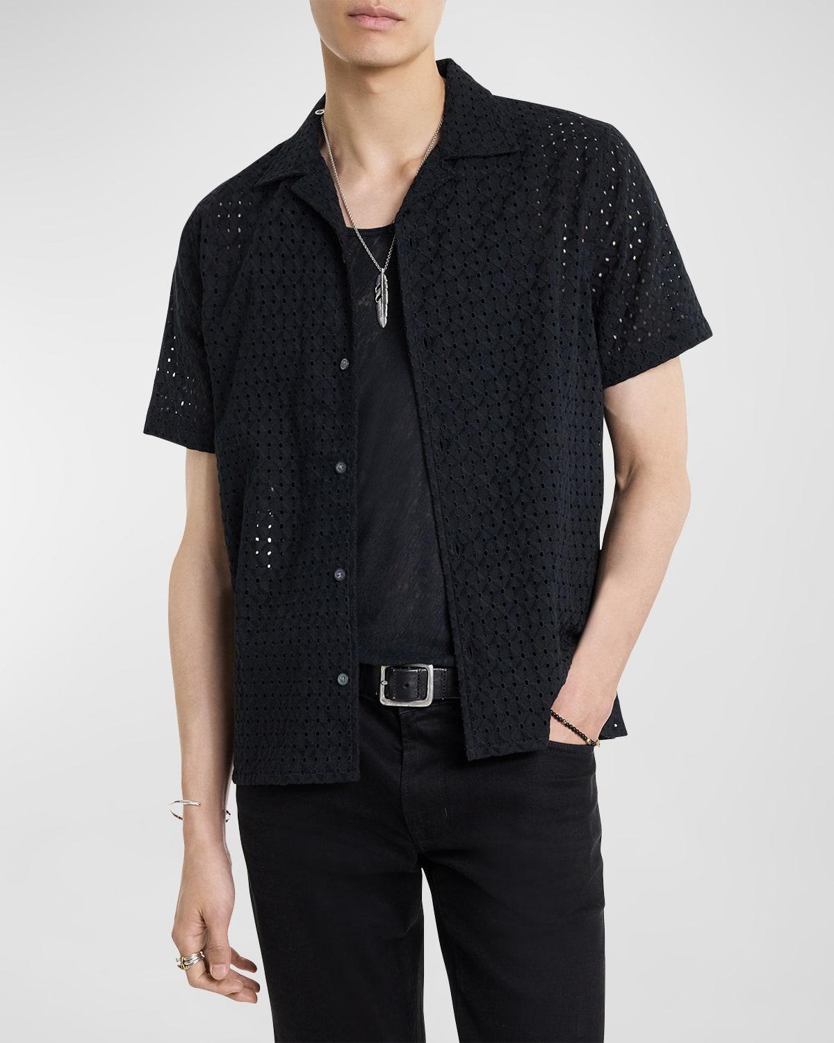 Men's Embroidered Eyelet Camp Shirt Product Image