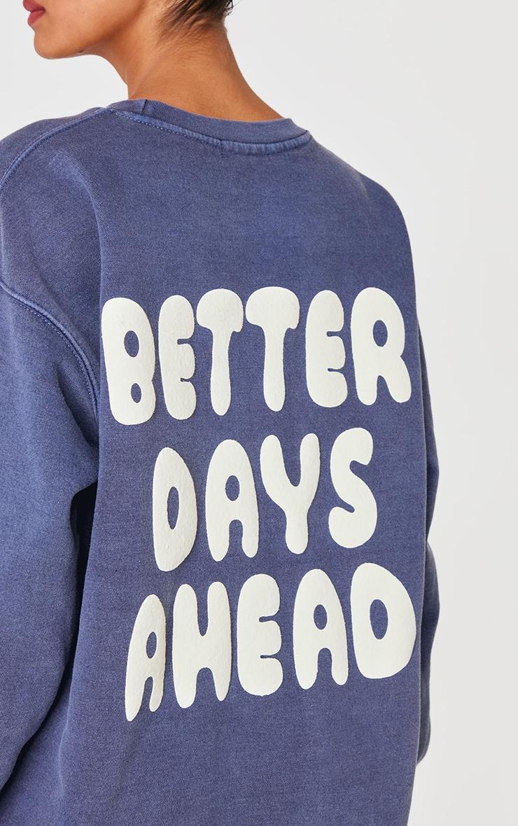 Navy Better Days Ahead Printed Washed Sweatshirt Product Image