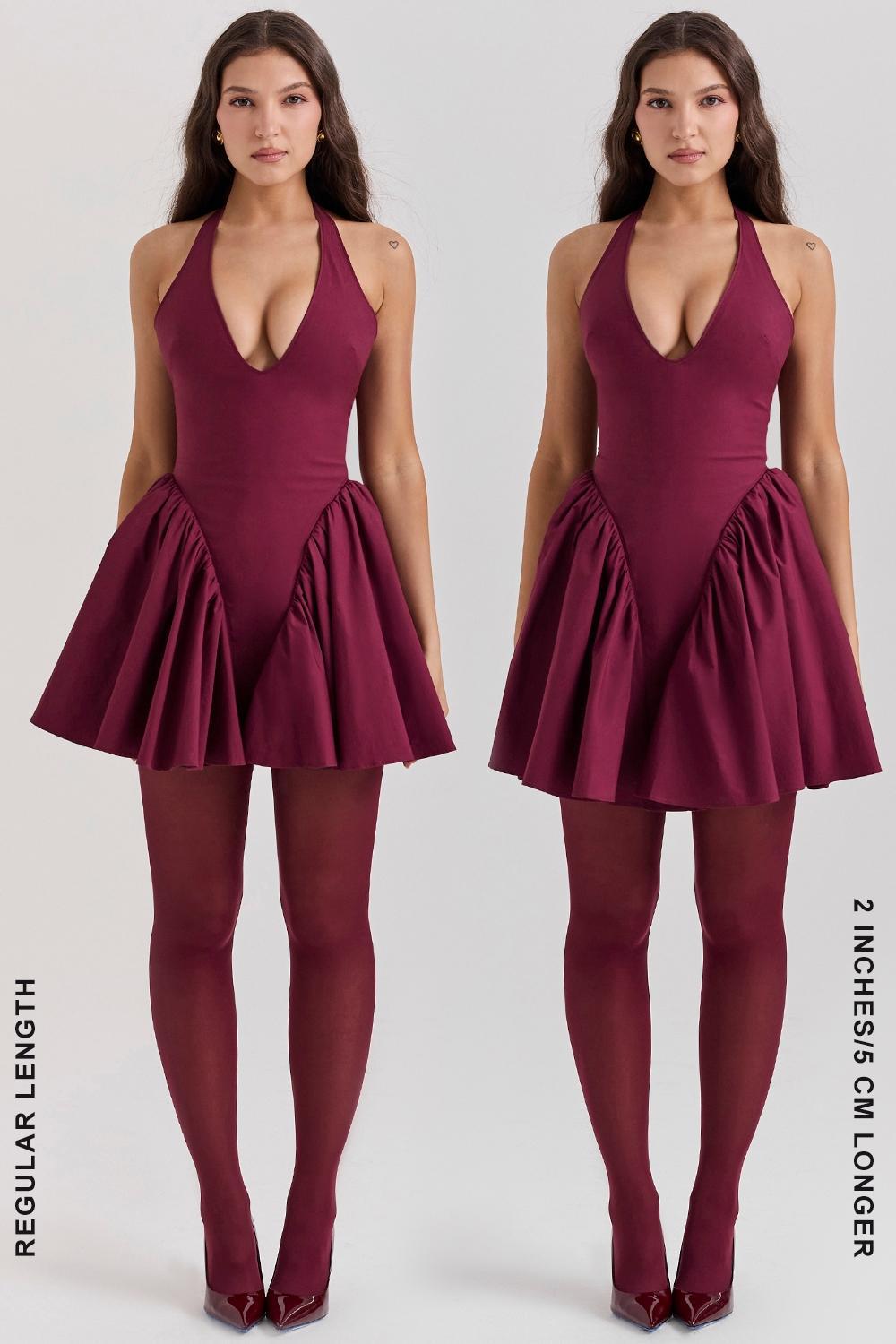 Valentia Wine Halter Mini Dress Product Image