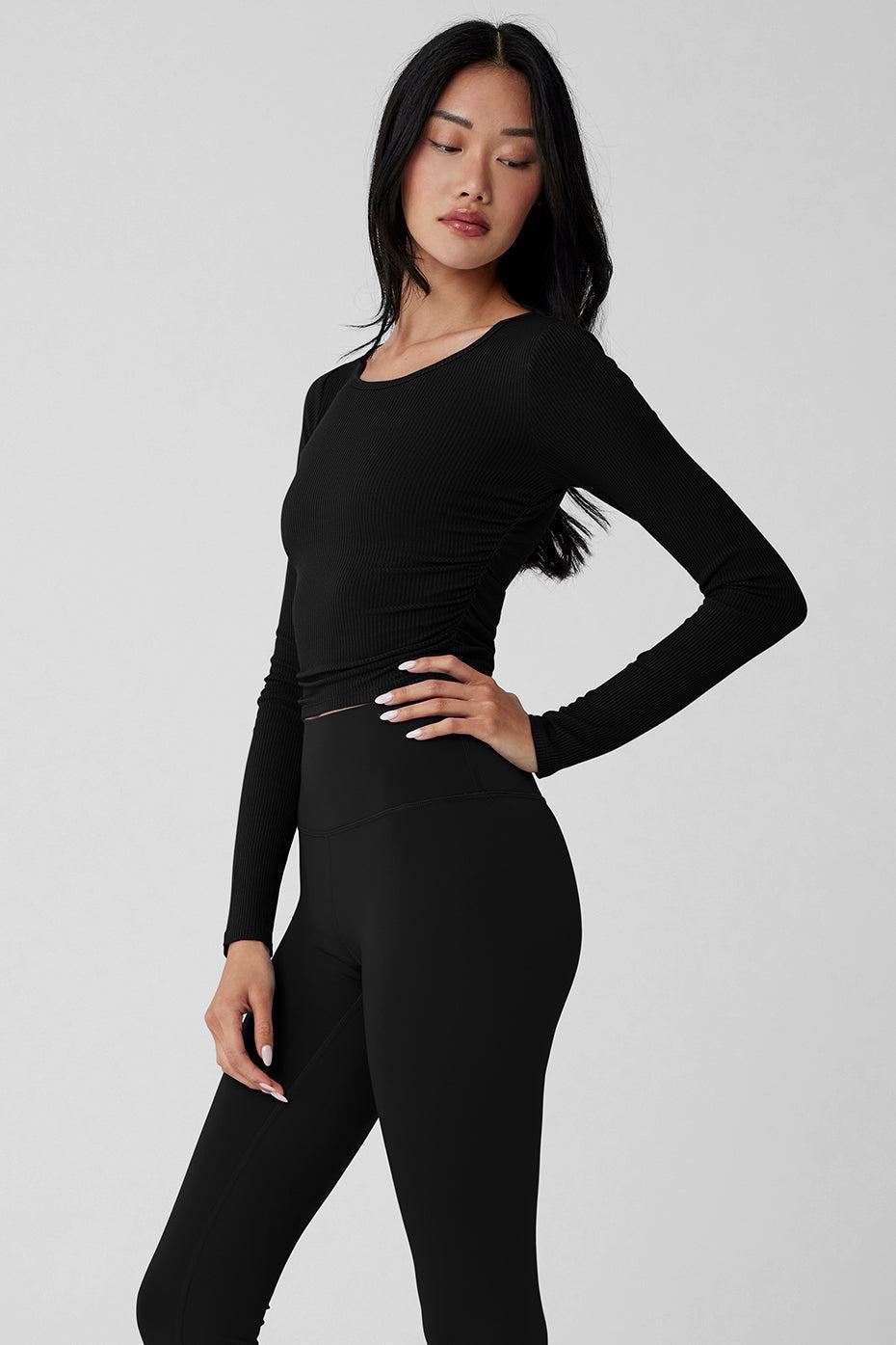 Alo Gather Long Sleeve Rib Crop Top Product Image