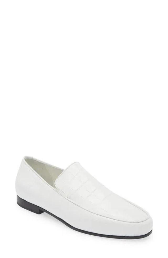 White 'the Croco Oval' Loafers Product Image