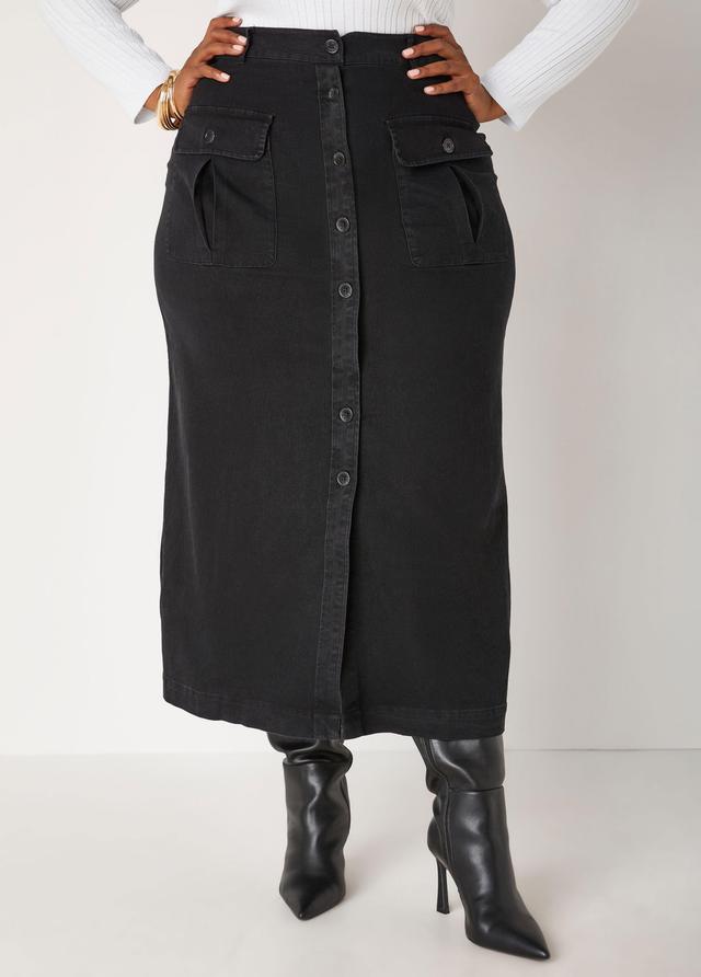 Denim Cargo Maxi Skirt Product Image