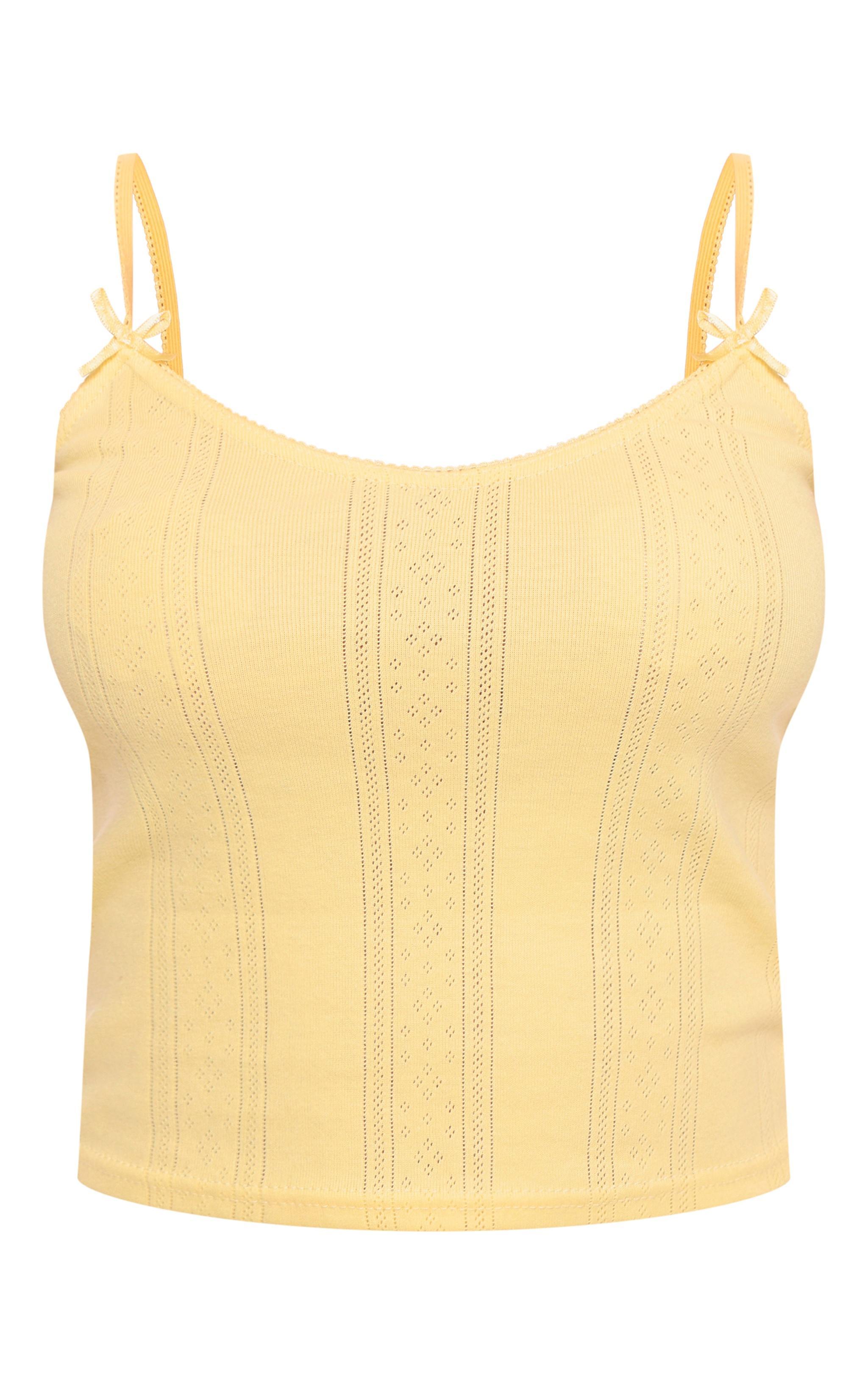 Lemon Pointelle Bow Detail Cami Top Product Image