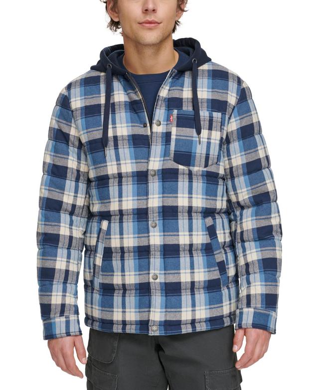 Levis Mens Cotton Quilted Shirt Jacket with Fleece Hood Product Image