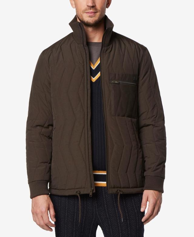 Andrew Marc Floyd Nylon Zig Zag Quilted Full Zip Bomber Jacket Product Image