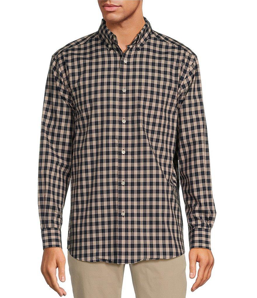 Roundtree & Yorke Long Sleeve Soft Touch Poplin Small Check Sport Shirt Product Image