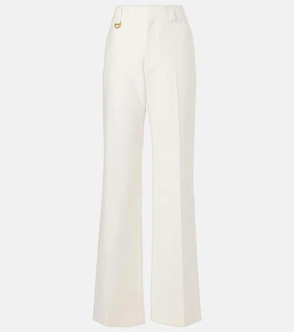 Low-rise Cotton Wide-leg Pants In Blue Product Image