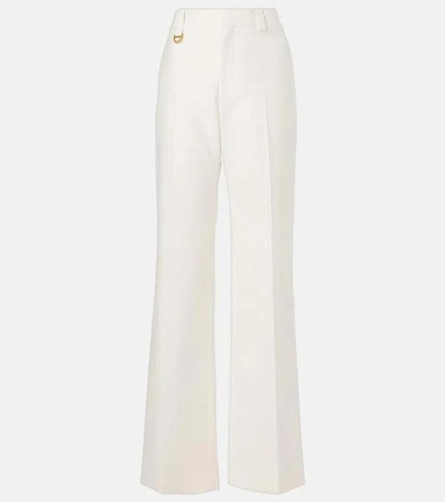 Low-rise Cotton Wide-leg Pants In Blue Product Image