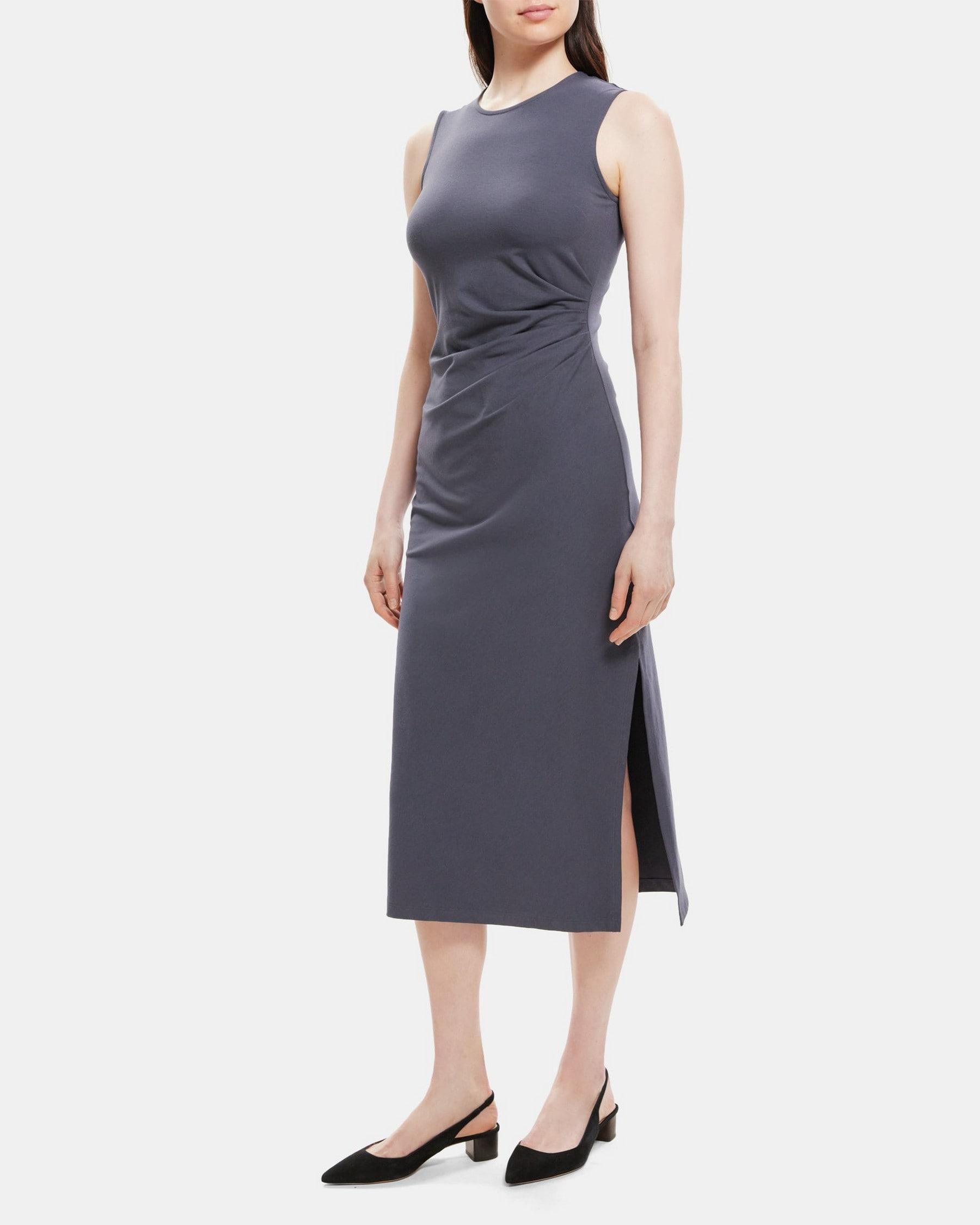 Sleeveless Sheath Dress in Stretch Cotton-Modal Product Image