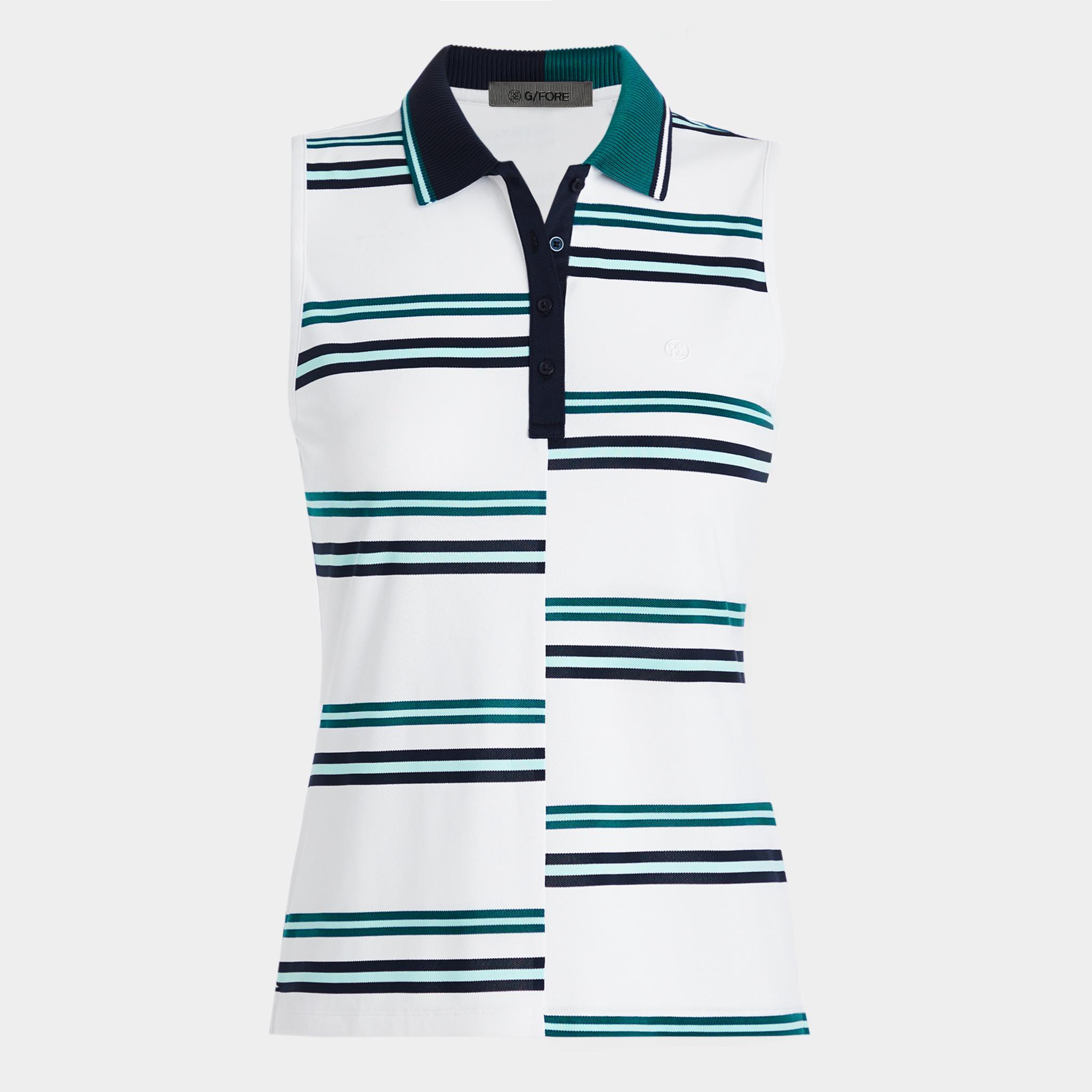 OFFSET STRIPE TECH PIQUÉ SLEEVELESS POLO product image