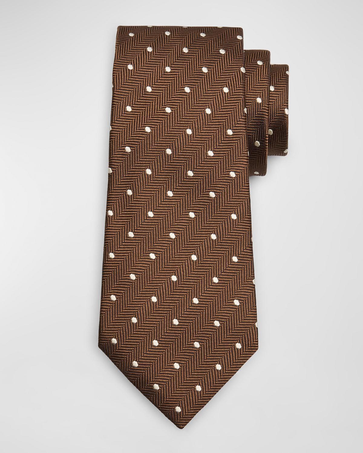 Men's Polka Dot Herringbone Silk Tie Product Image