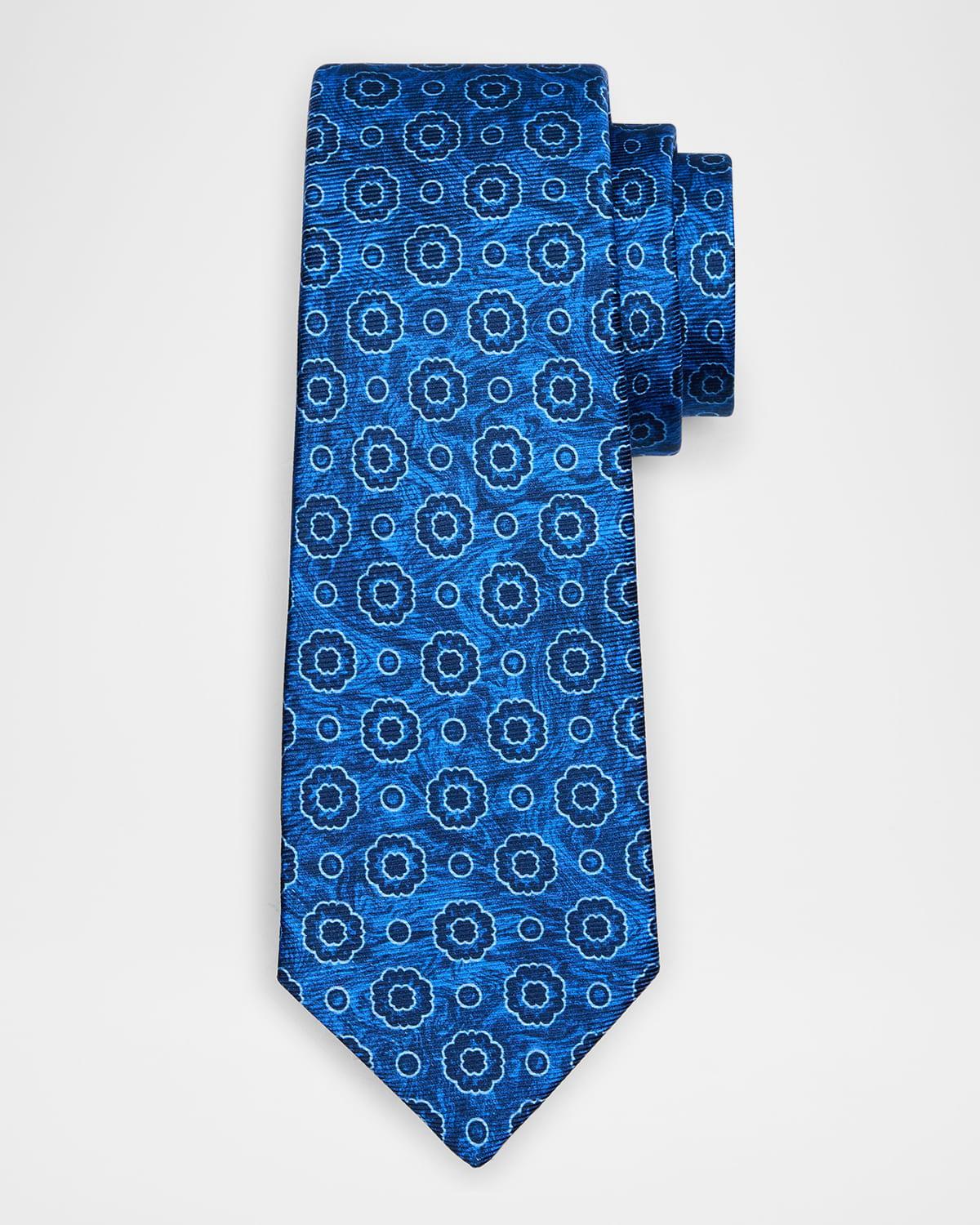 Mens Medallion Seven-Fold Silk Tie Product Image