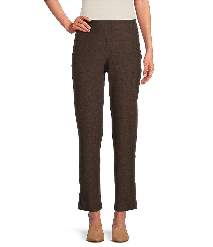 Eileen Fisher Textured Washable Stretch Crepe Slim Pull-On Ankle Pants Product Image