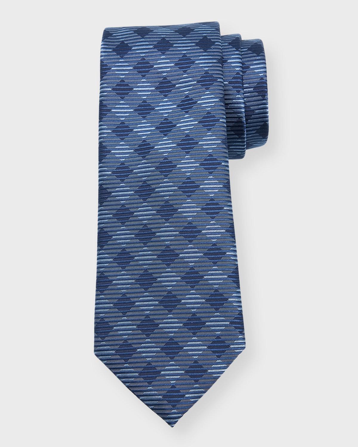 Mens Silk Jacquard Gingham-Stripe Tie Product Image