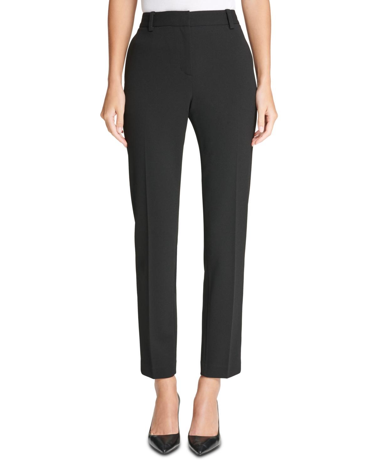 DKNY High Waisted Flat Front Stretch Scuba Crepe Straight Leg Pants Product Image