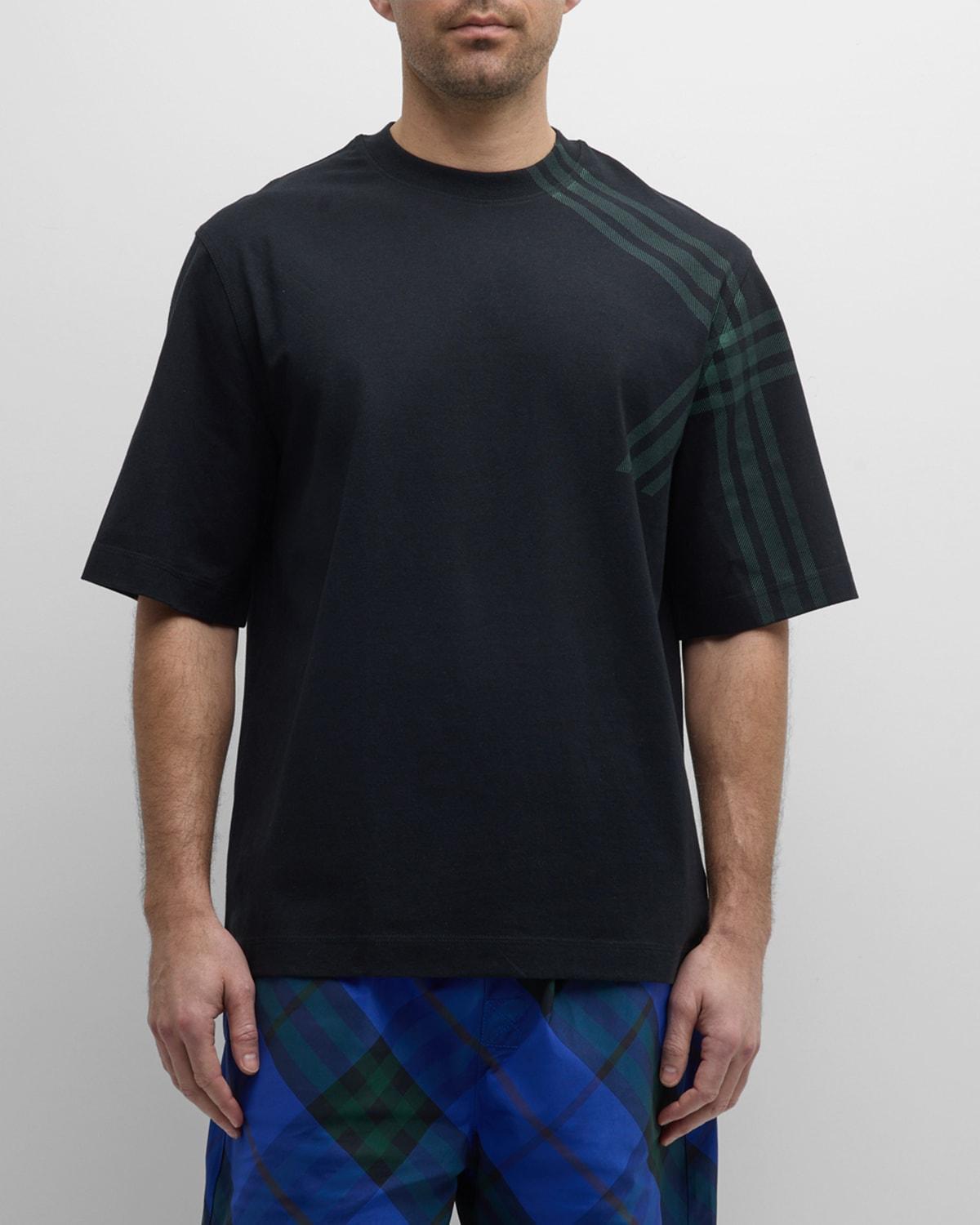 Mens T-Shirt with Plaid Shoulder Product Image