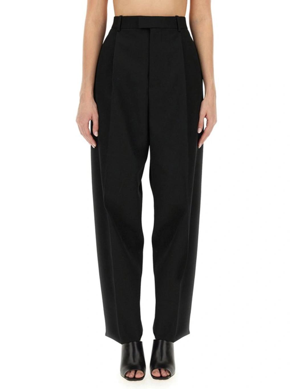 Pleated Twill Trousers In Black Product Image