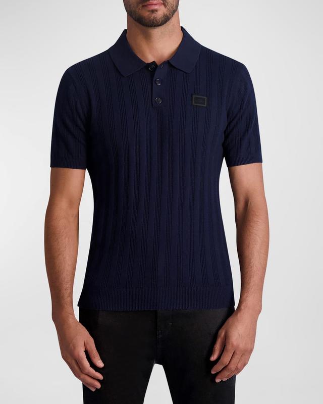 Mens Textured Rib Polo Sweater Product Image