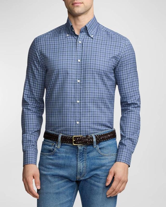 Mens Plaid Cotton Button-Down Shirt Product Image