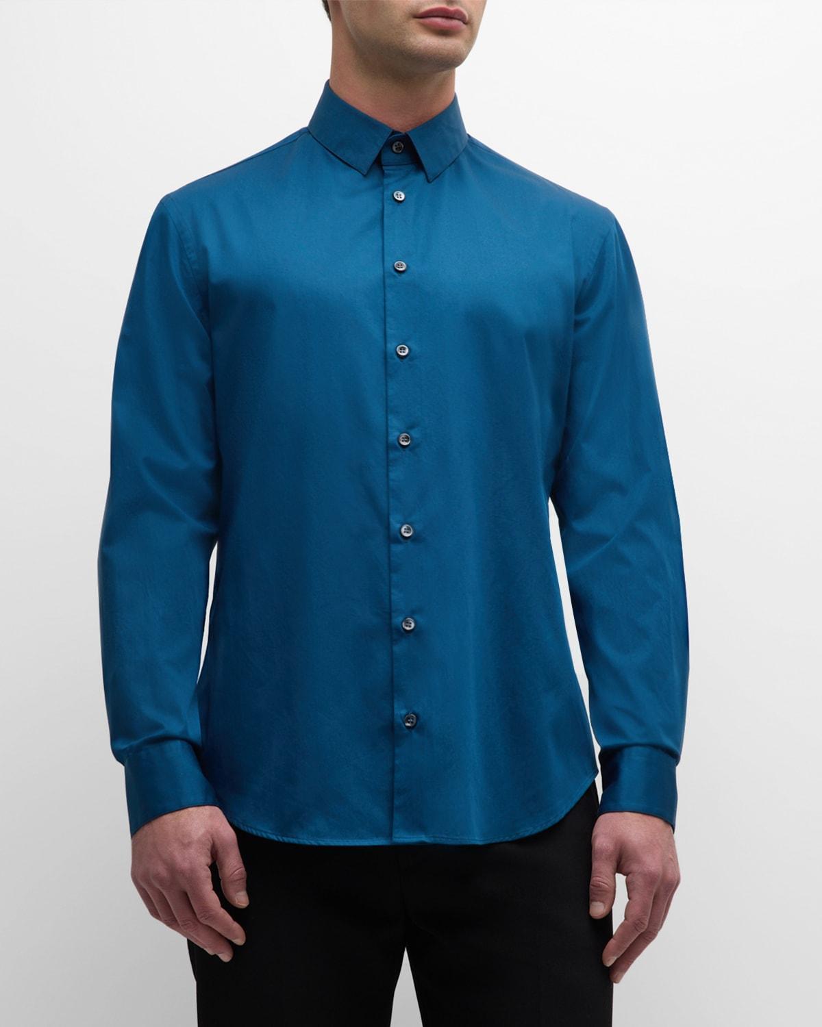 Mens Solid Cotton Sport Shirt Product Image