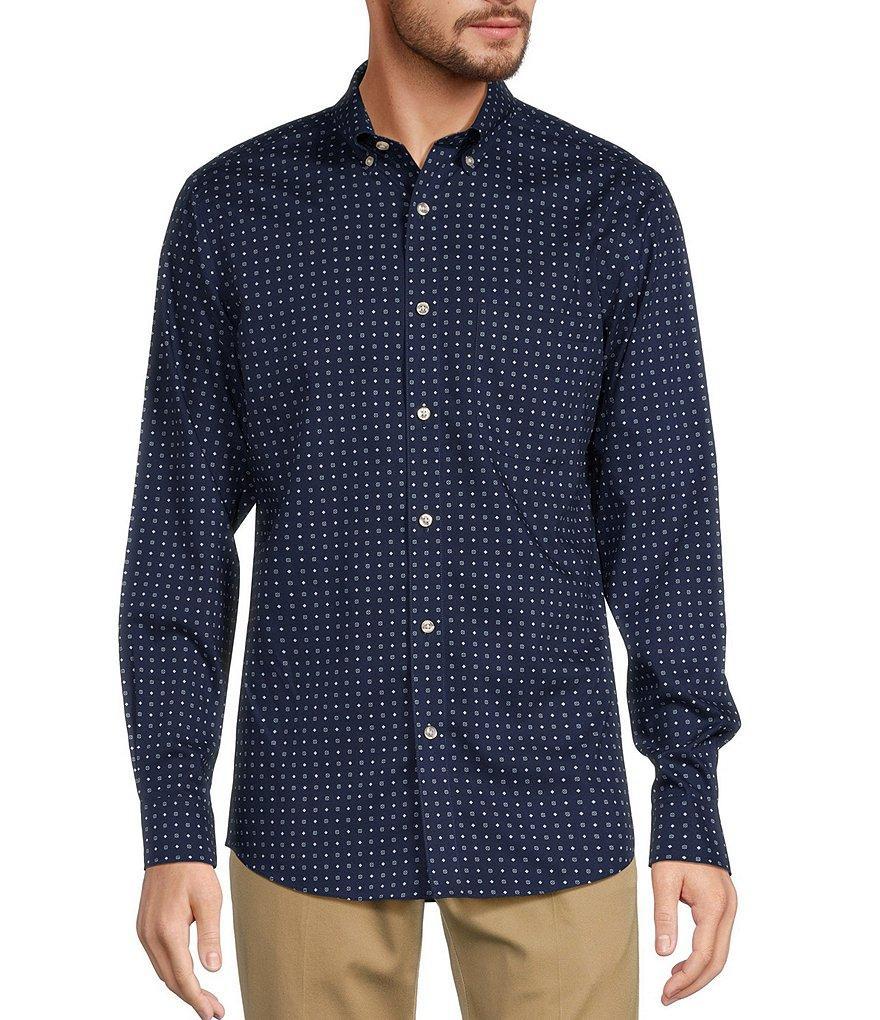 Gold Label Roundtree & Yorke Slim Fit Non-Iron Long Sleeve Geometric Floral Print Sport Shirt Product Image