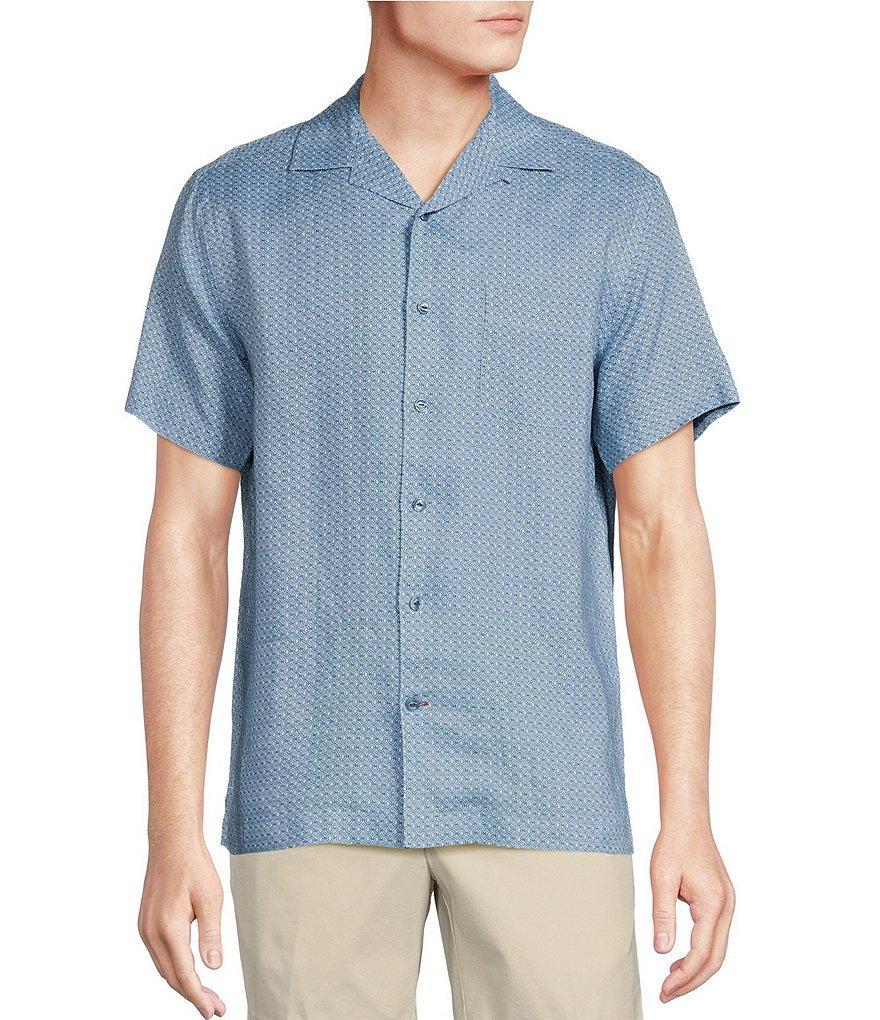 Cremieux Blue Label French Linen Collection Trellis Print Short Sleeve Woven Camp Shirt Product Image