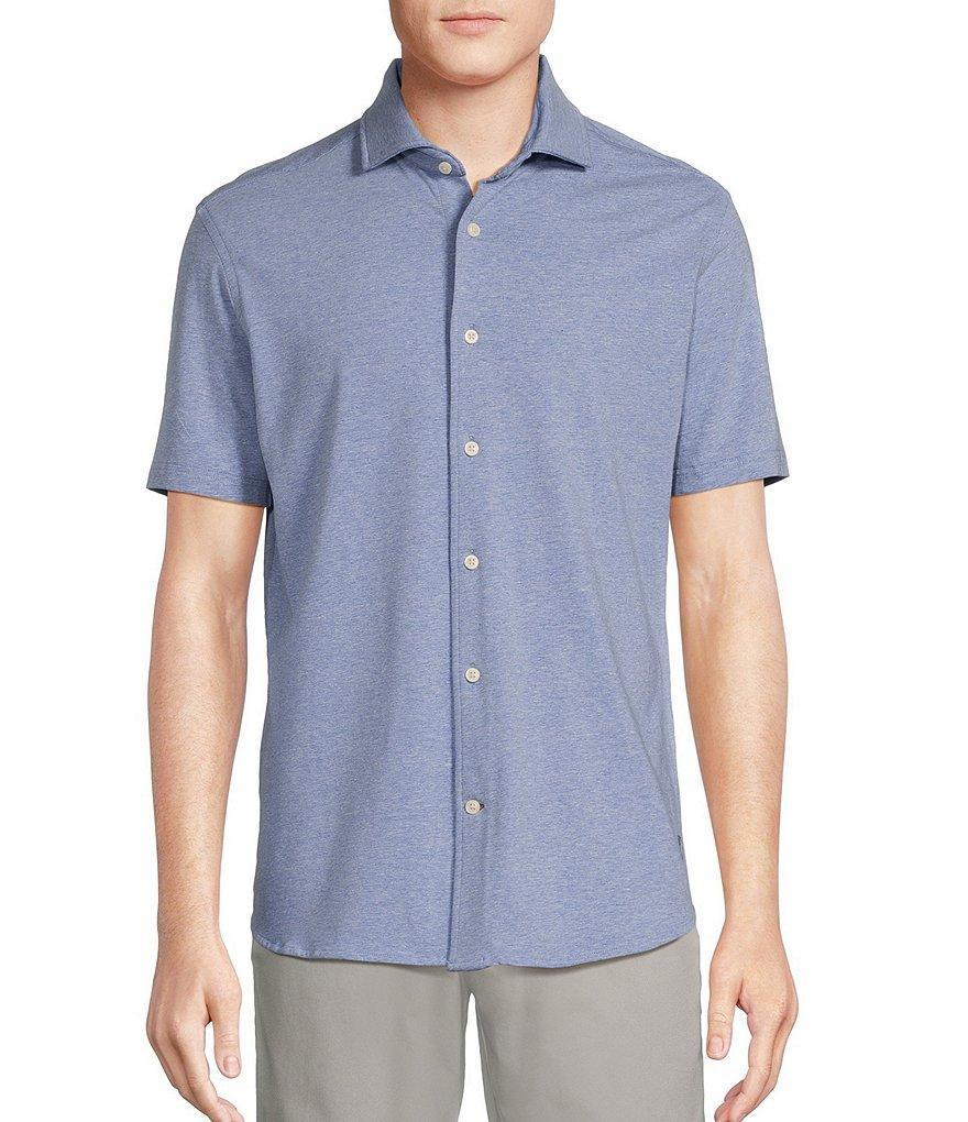 Cremieux Blue Label Stretch Jersey Solid Short Sleeve Coatfront Shirt Product Image