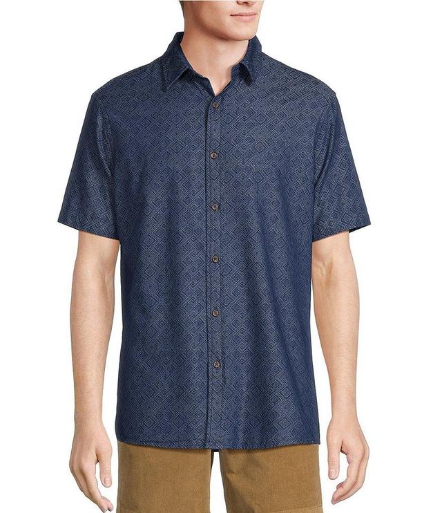 Rowm On The Range Short Sleeve Geometric Jacquard Shirt Product Image