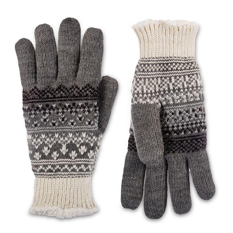 Womens isotoner Lined Water Repellent Fair Isle Knit Gloves Product Image