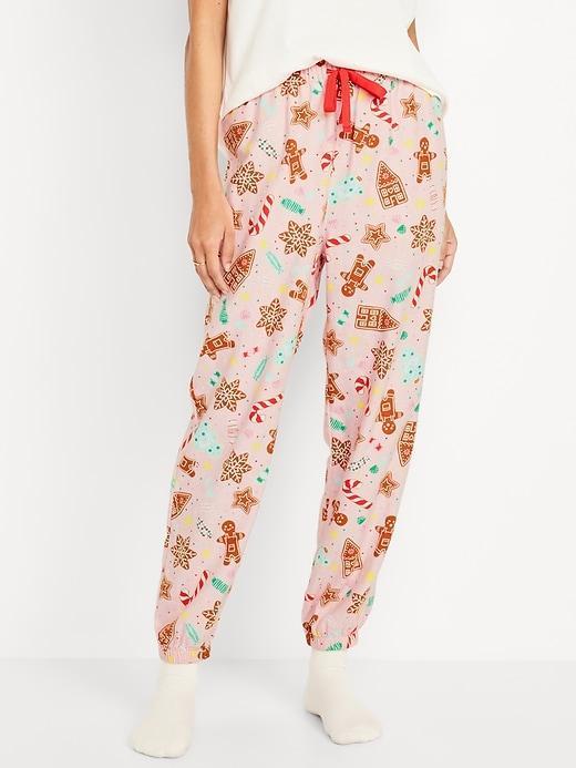 High-Waisted Flannel Pajama Joggers Product Image