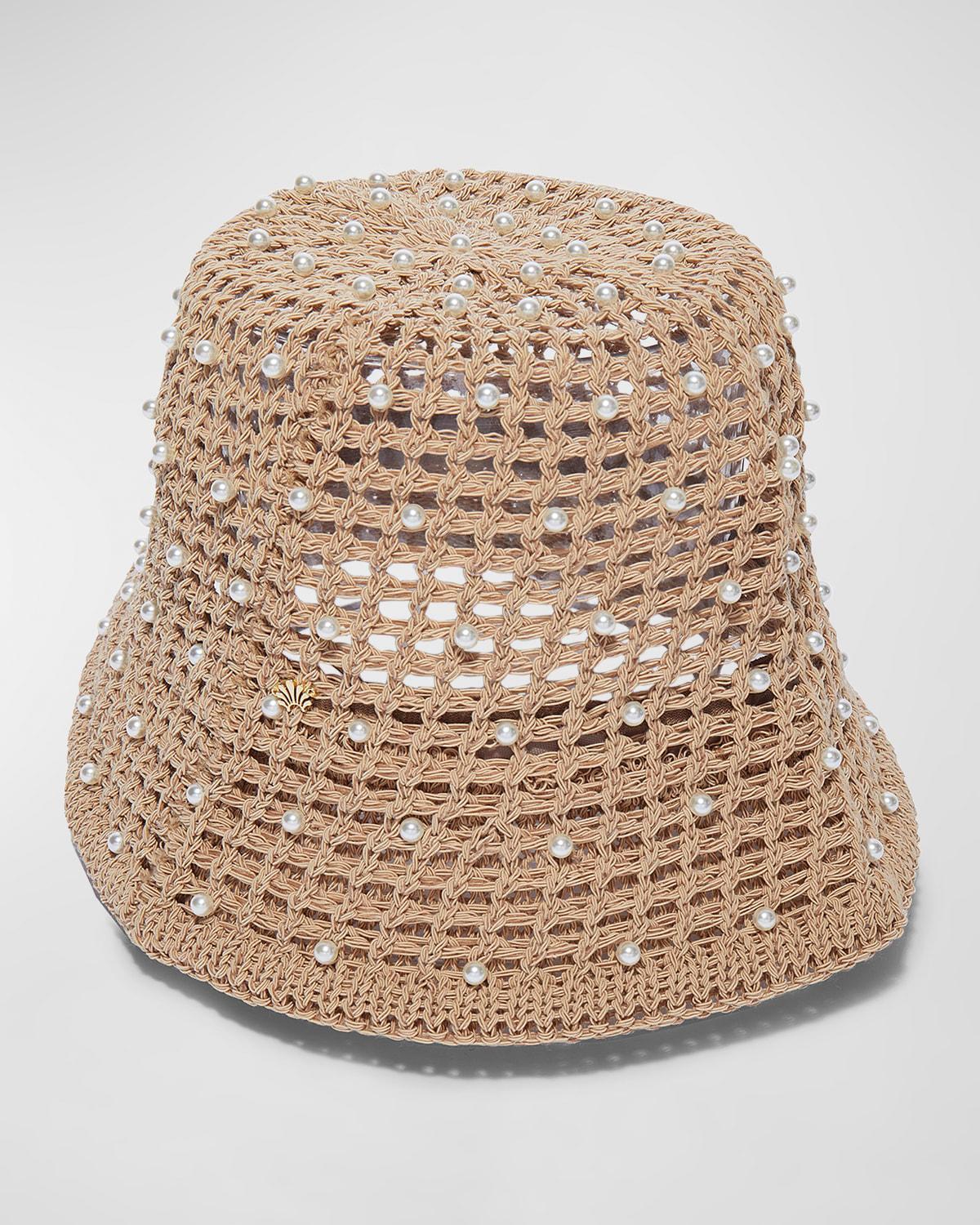 Open Weave Pearly Raffia Bucket Hat product image