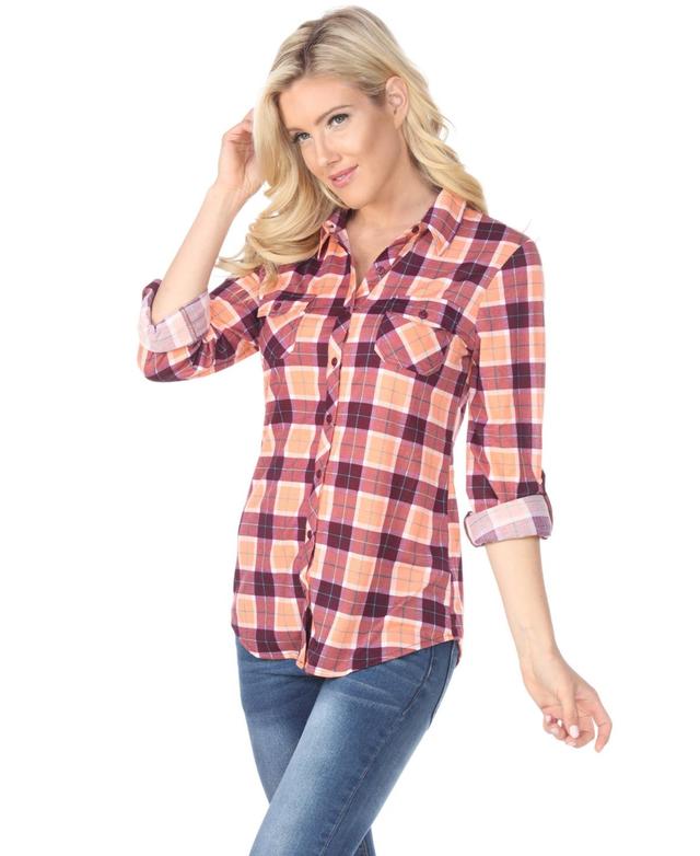 White Mark Womens Oakley Stretchy Plaid Top Product Image