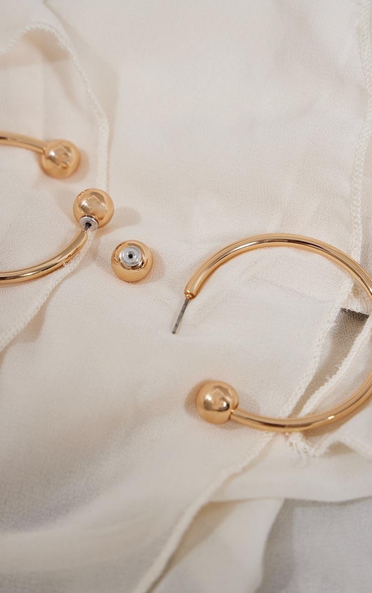 Gold Sphere Detail Hoop Earrings Product Image