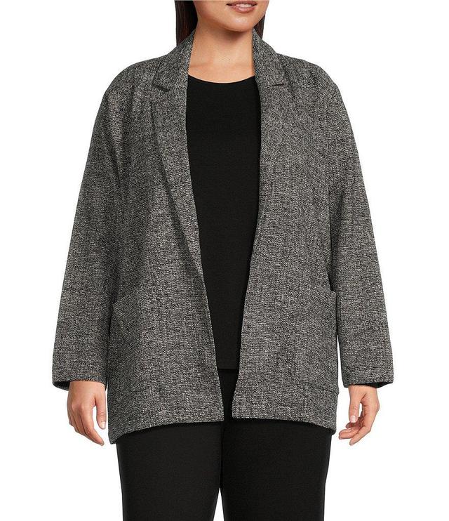 Eileen Fisher Plus Size Notch Lapel Collar Long Sleeve Open Front Jacket Product Image