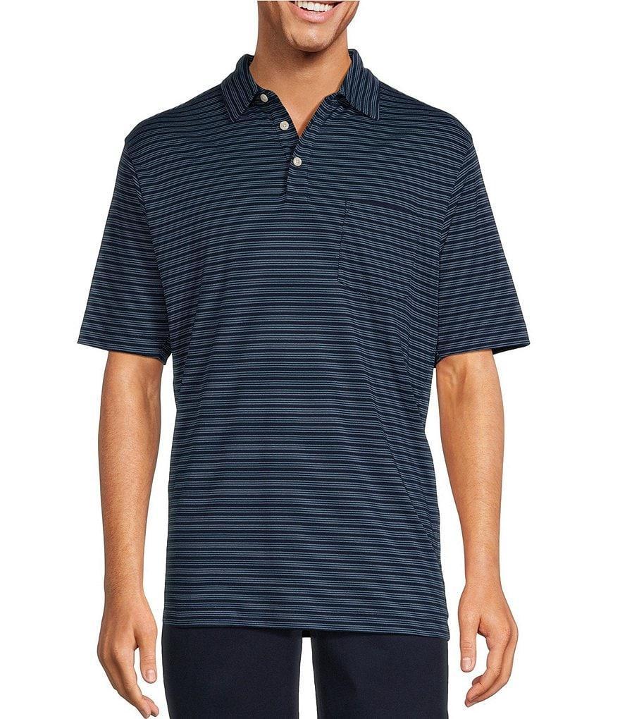 Roundtree & Yorke TravelSmart Easy-Care Performance Short Sleeve Stripe Print Birdseye Polo Shirt Product Image