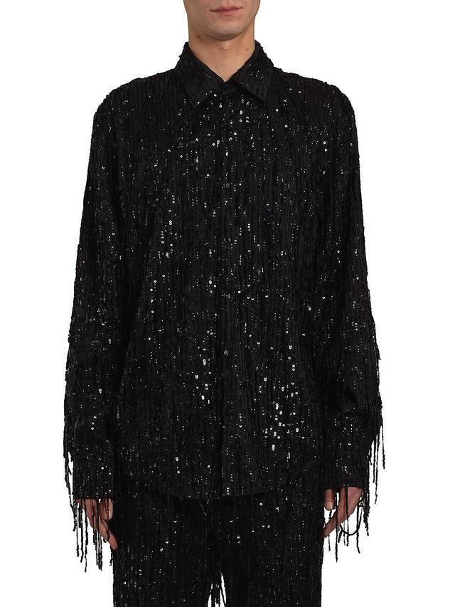 Womens Sequin Fringe Shirt Product Image