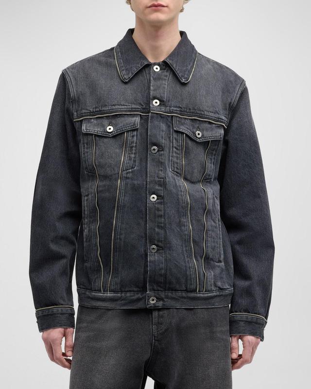 Mens Arrow Zipper-Trim Denim Jacket Product Image