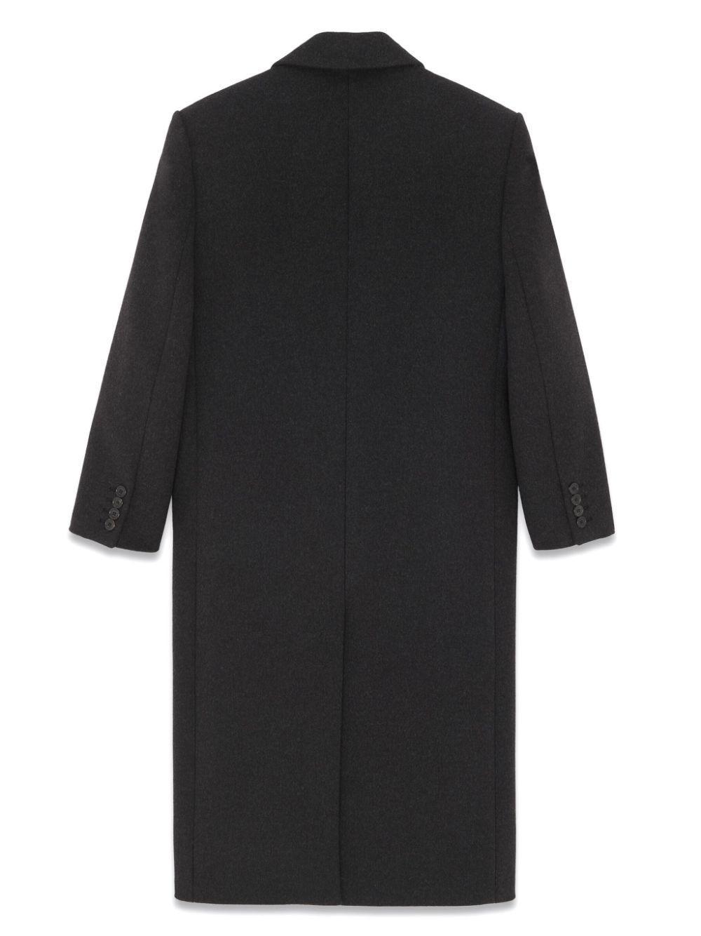 SAINT LAURENT Double-breasted Wool Maxi Coat In Black Product Image