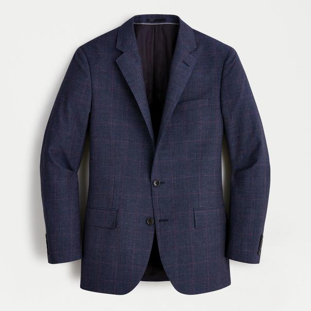 Ludlow Slim-fit glen plaid suit jacket in Italian wool-linen Product Image