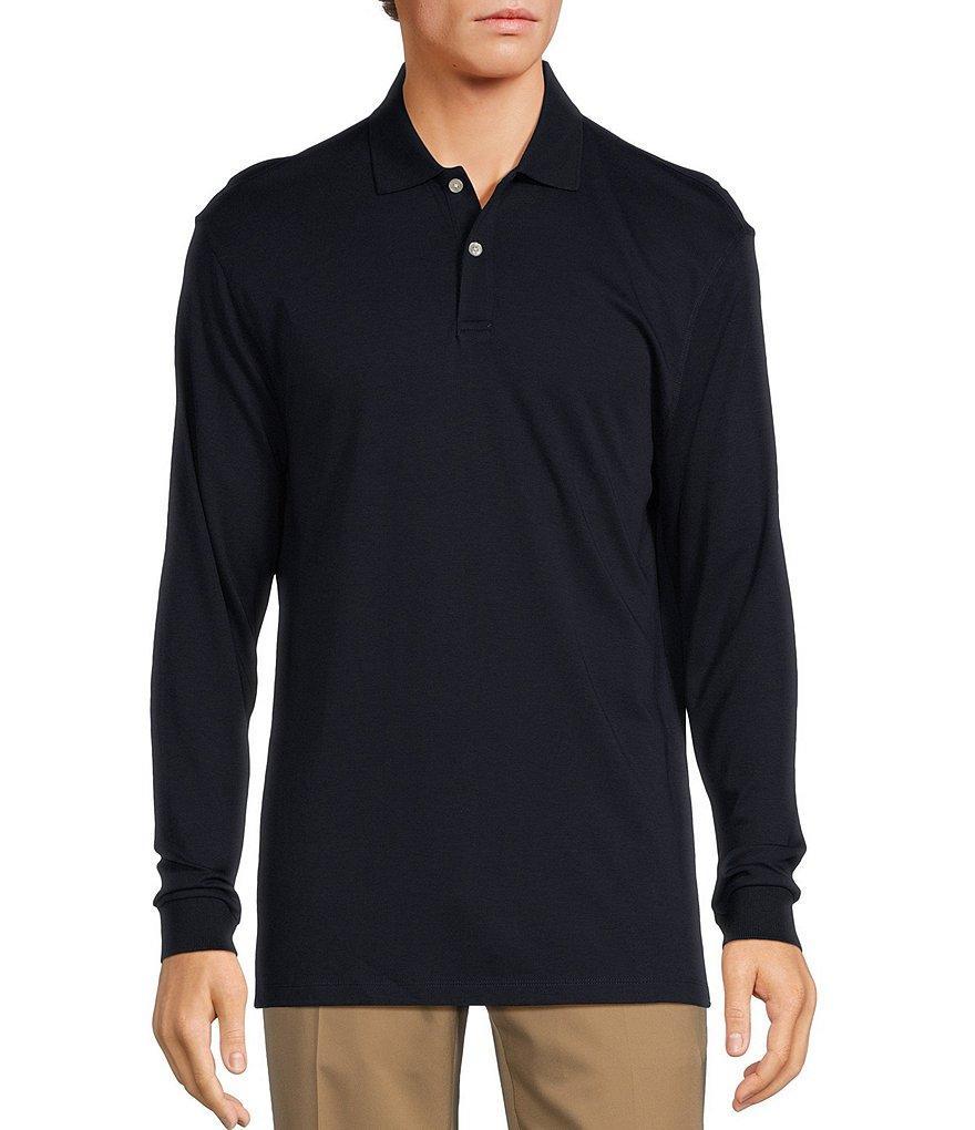 Roundtree & Yorke Long Sleeve Solid Supima Polo Shirt Product Image